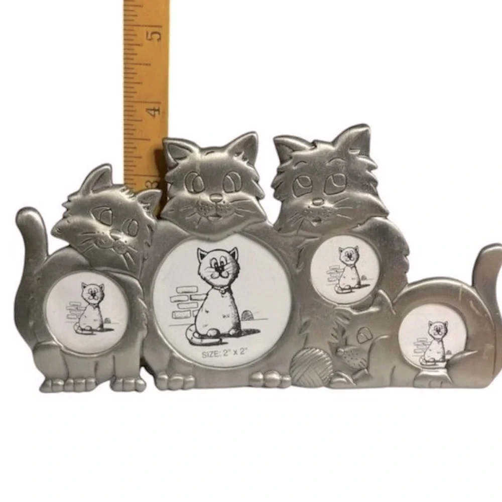 Vintage 90s / Y2K Silver Tone Multi Picture Cat Frame - kitty lovers